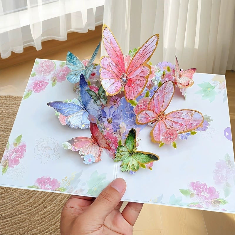 Vibrant 3D Butterfly & Daisy Pop-Up Greeting Card