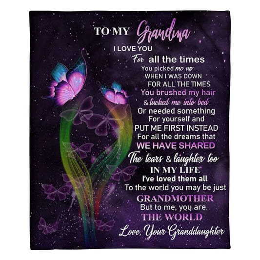 To My Grandma - From Granddaughter - Butterfly A319 - Premium Blanket