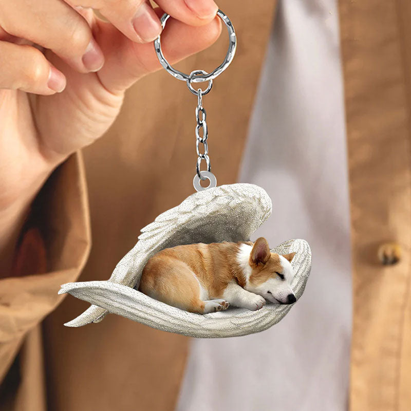 Sleeping Angel Acrylic Keychain Corgi