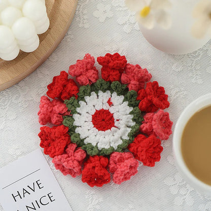 Manual Flower Pot Coaster Set Crochet Pattern Flower Bouquet Plant Coaster