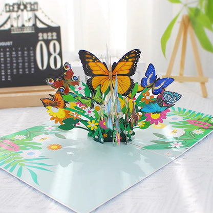 Vibrant 3D Butterfly & Daisy Pop-Up Greeting Card
