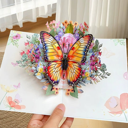Vibrant 3D Butterfly & Daisy Pop-Up Greeting Card