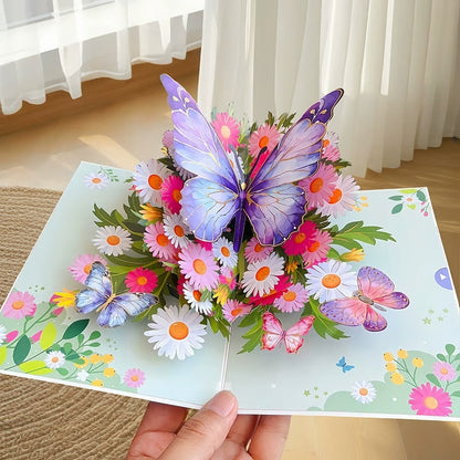 Vibrant 3D Butterfly & Daisy Pop-Up Greeting Card