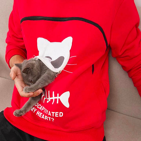 Cat Lovers Hoodie Cuddle Pouch ( Who Captivated My Heart? )