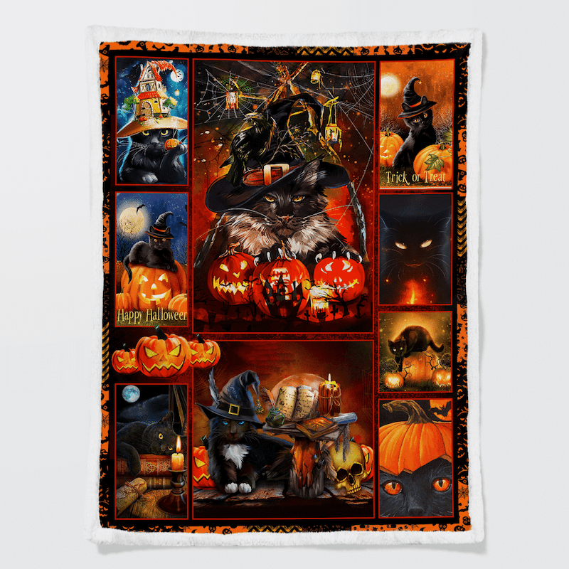 Black Cat 2 Halloween Blanket