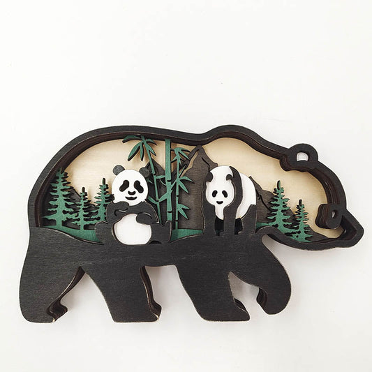 Walking Panda Carving Handcraft Gift