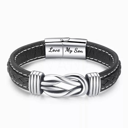 Mother and Son Forever Linked Together Braided Leather Bracelet