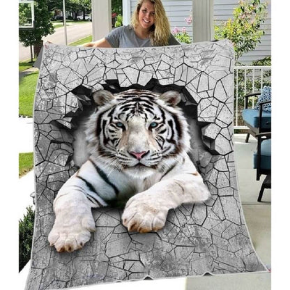 White Tiger Wall A301 - Premium Blanket