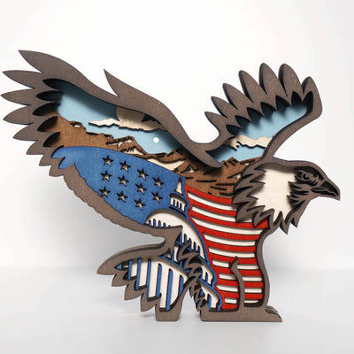 American Flag Bald Eagle Carving Handcraft Gift