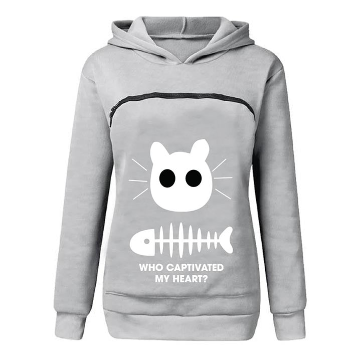 Cat Lovers Hoodie Cuddle Pouch ( Who Captivated My Heart? )