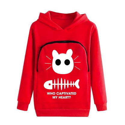 Cat Lovers Hoodie Cuddle Pouch ( Who Captivated My Heart? )