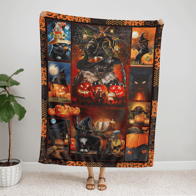 Black Cat 2 Halloween Blanket