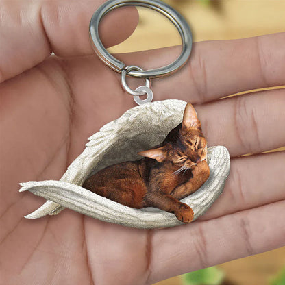 Sleeping Angel Acrylic Keychain Abyssinian Cat