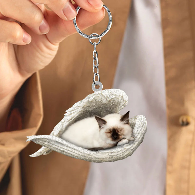 Sleeping Angel Acrylic Keychain Birman Cat