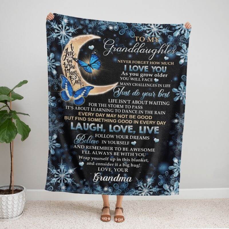 To My Granddaughter - Laugh, Love, Live - F018 - Fleece Blanket