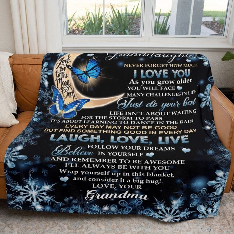 To My Granddaughter - Laugh, Love, Live - F018 - Fleece Blanket