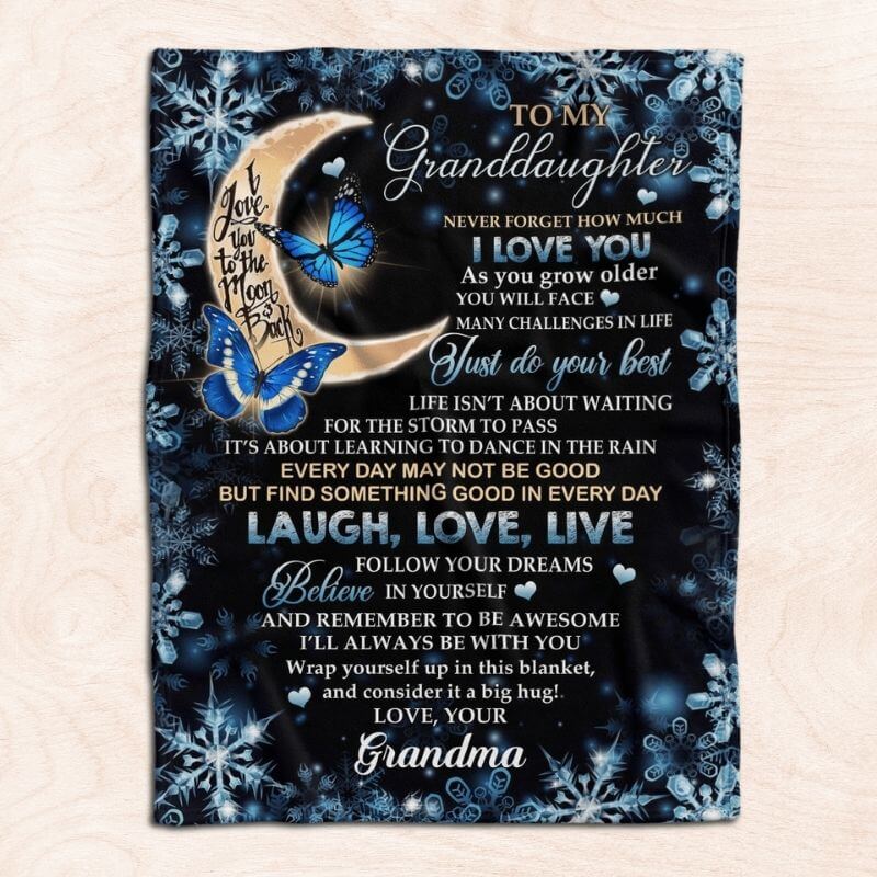 To My Granddaughter - Laugh, Love, Live - F018 - Fleece Blanket