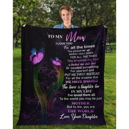 To My Mom - From Daughter - Butterflyblanket - A319 - Premium Blanket