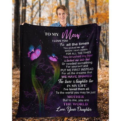 To My Mom - From Daughter - Butterflyblanket - A319 - Premium Blanket