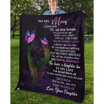 To My Mom - From Daughter - Butterflyblanket - A319 - Premium Blanket