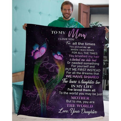 To My Mom - From Daughter - Butterflyblanket - A319 - Premium Blanket