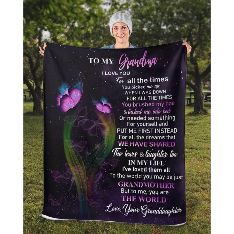To My Grandma - From Granddaughter - Butterfly A319 - Premium Blanket