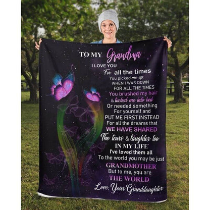 To My Grandma - From Granddaughter - Butterfly A319 - Premium Blanket