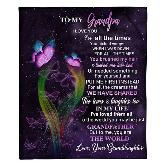 To My Grandpa - From Granddaughter - Butterfly A319 - Premium Blanket