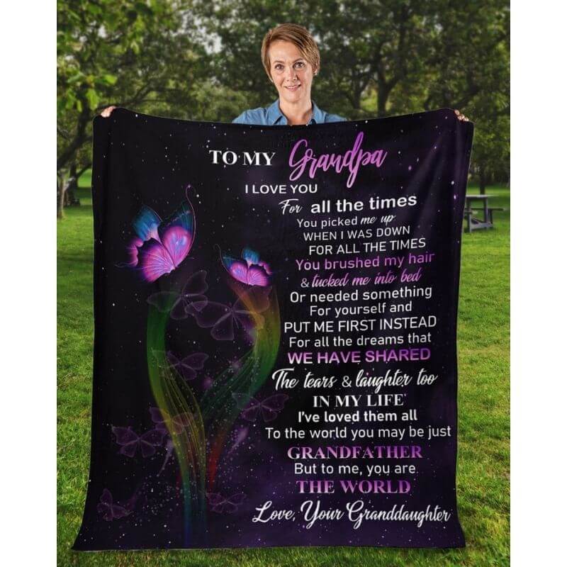 To My Grandpa - From Granddaughter - Butterfly A319 - Premium Blanket