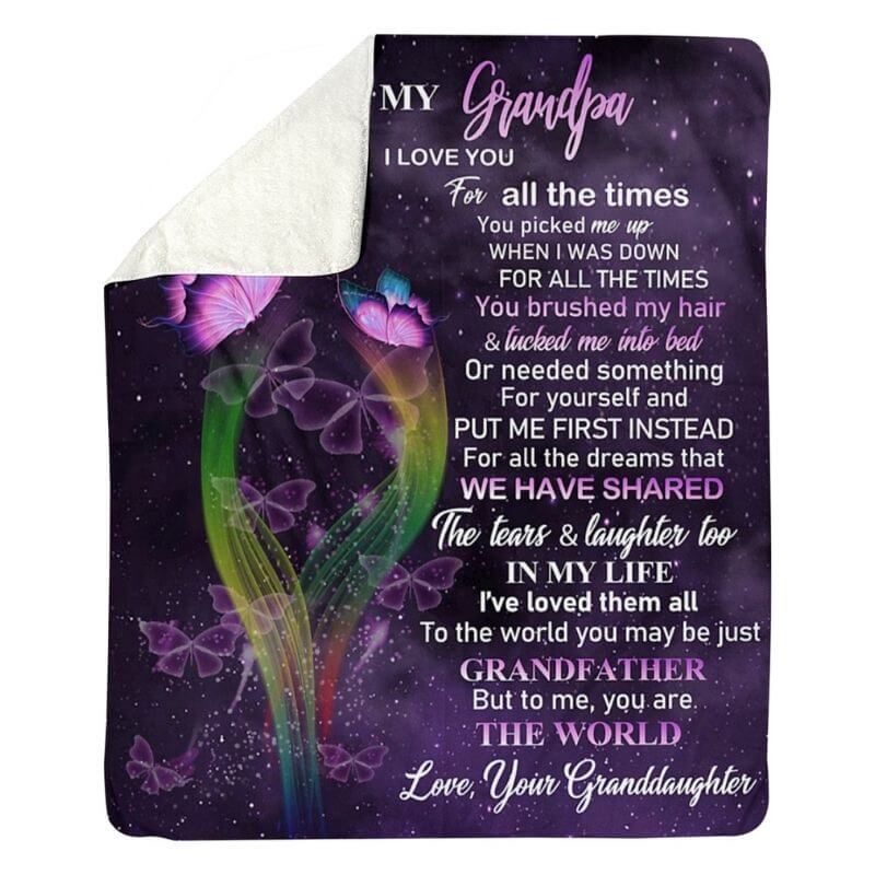To My Grandpa - From Granddaughter - Butterfly A319 - Premium Blanket