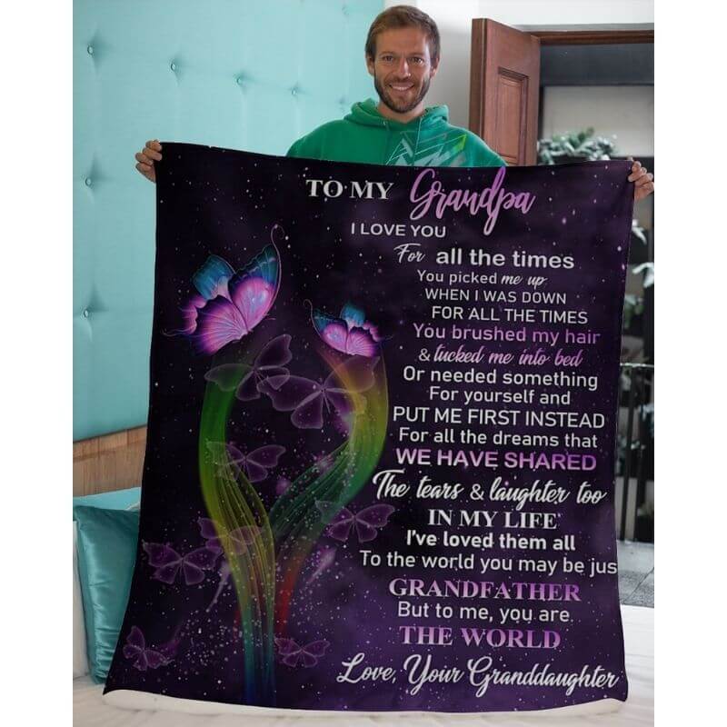 To My Grandpa - From Grandddaughter - Butterfly A319 - Premium Blanket