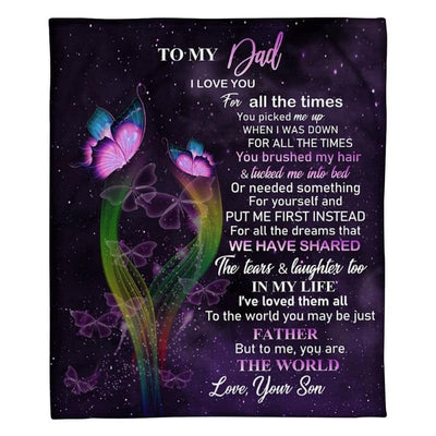 To My Dad - From Son - Butterfly A319 - Premium Blanket