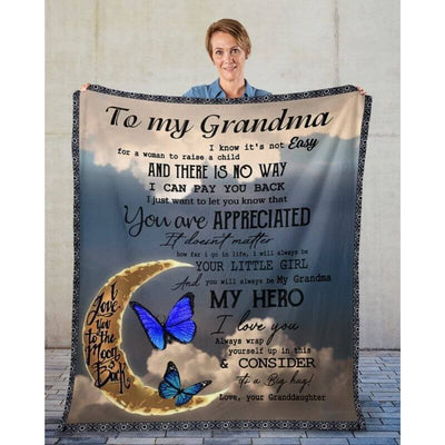 To My Grandma - From Grandddaughter - Butterfly A314 - Premium Blanket