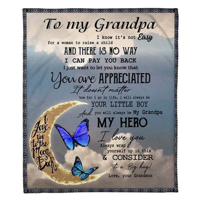 To My Grandpa - From Grandson - Butterfly A314 - Premium Blanket