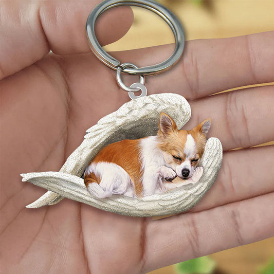 Sleeping Angel Acrylic Keychain Chihuahua