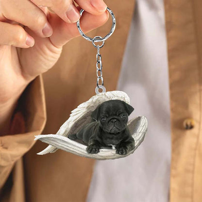 Sleeping Angel Acrylic Keychain Pug SA168