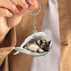 Sleeping Angel Acrylic Keychain Norwegian Elkhound SA170