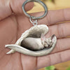 Sleeping Angel Acrylic Keychain Devon Rex Cat SA188