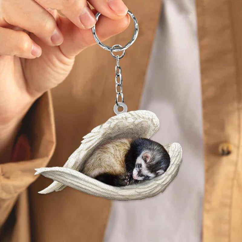 Sleeping Angel Acrylic Keychain Ferret SA213