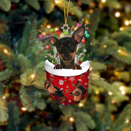 Miniature Pinscher In Snow Pocket Christmas Ornament SP049