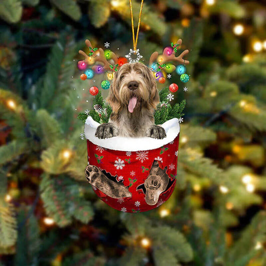 Italian Spinone In Snow Pocket Christmas Ornament SP155