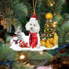 White Poodle Christmas Ornament SM052
