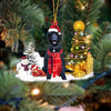 Black Poodle Christmas Ornament SM079