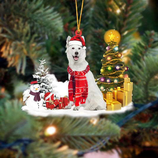 White German Shepherd Christmas Ornament SM147