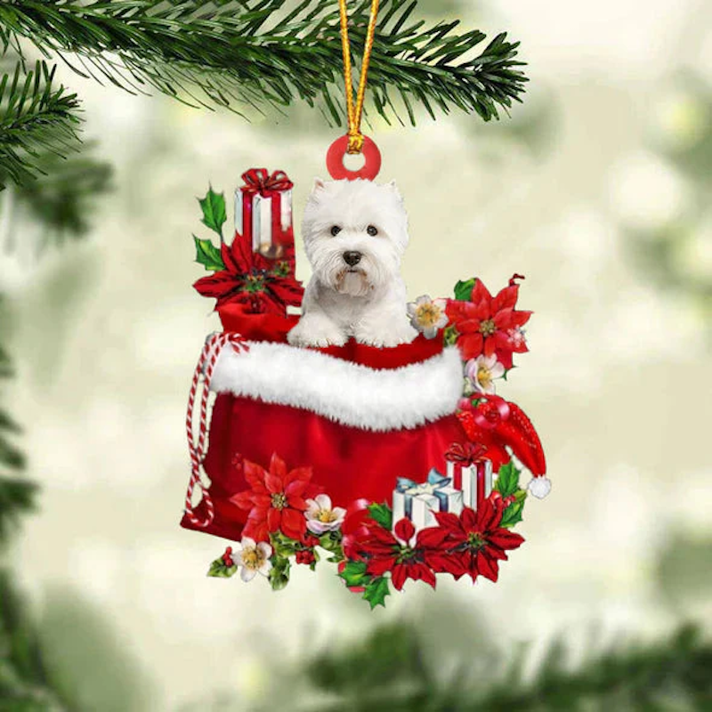 West Highland White Terrier/Westie In Gift Bag Christmas Ornament GB011