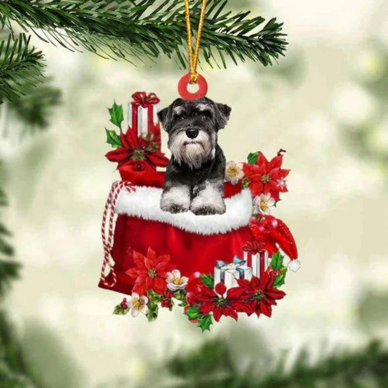 Schnauzer In Gift Bag Christmas Ornament GB051