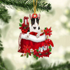 Bull Terrier In Gift Bag Christmas Ornament GB088