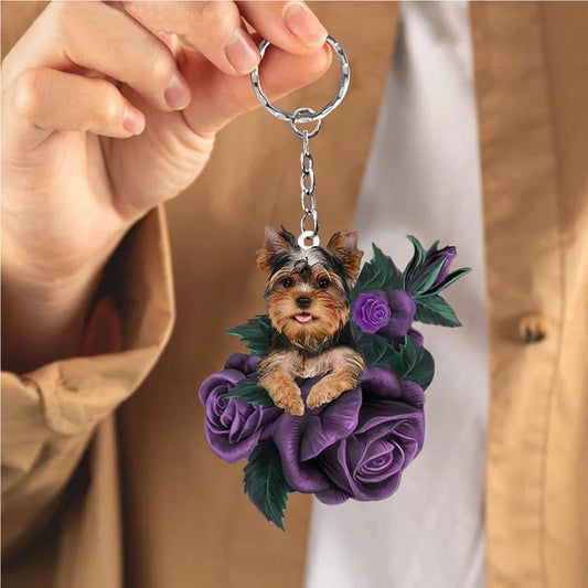 Yorkshire In Purple Rose Acrylic Keychain PR001