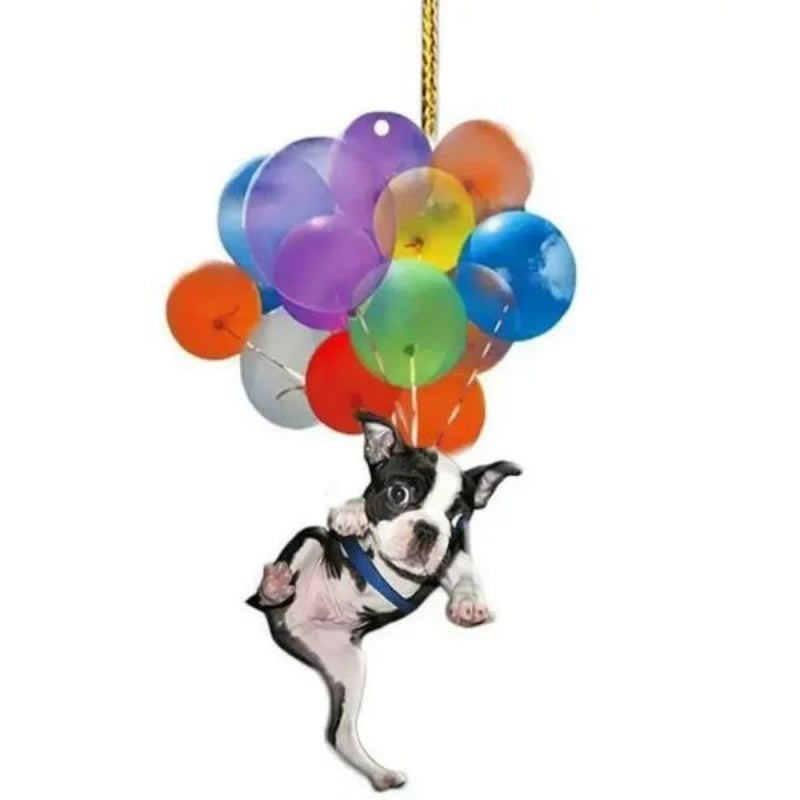 Boston Terrier Dog Fly With Bubbles Car Hanging Ornament BC001