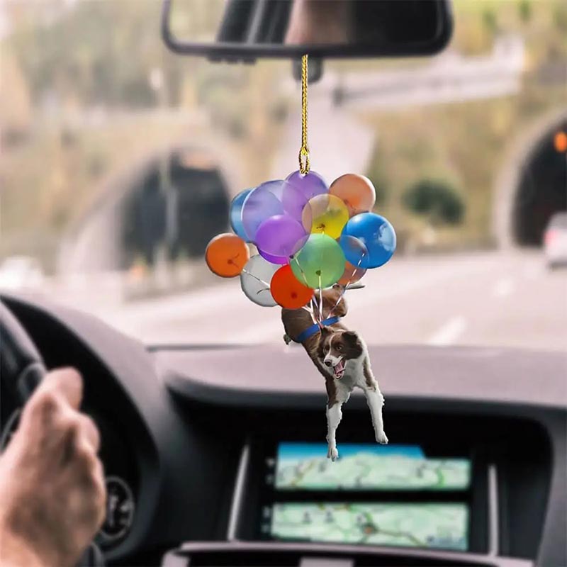 Border Collie Dog Fly With Bubbles Car Hanging Ornament BC065